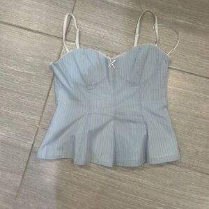Zara Blue and White Striped Tank Top